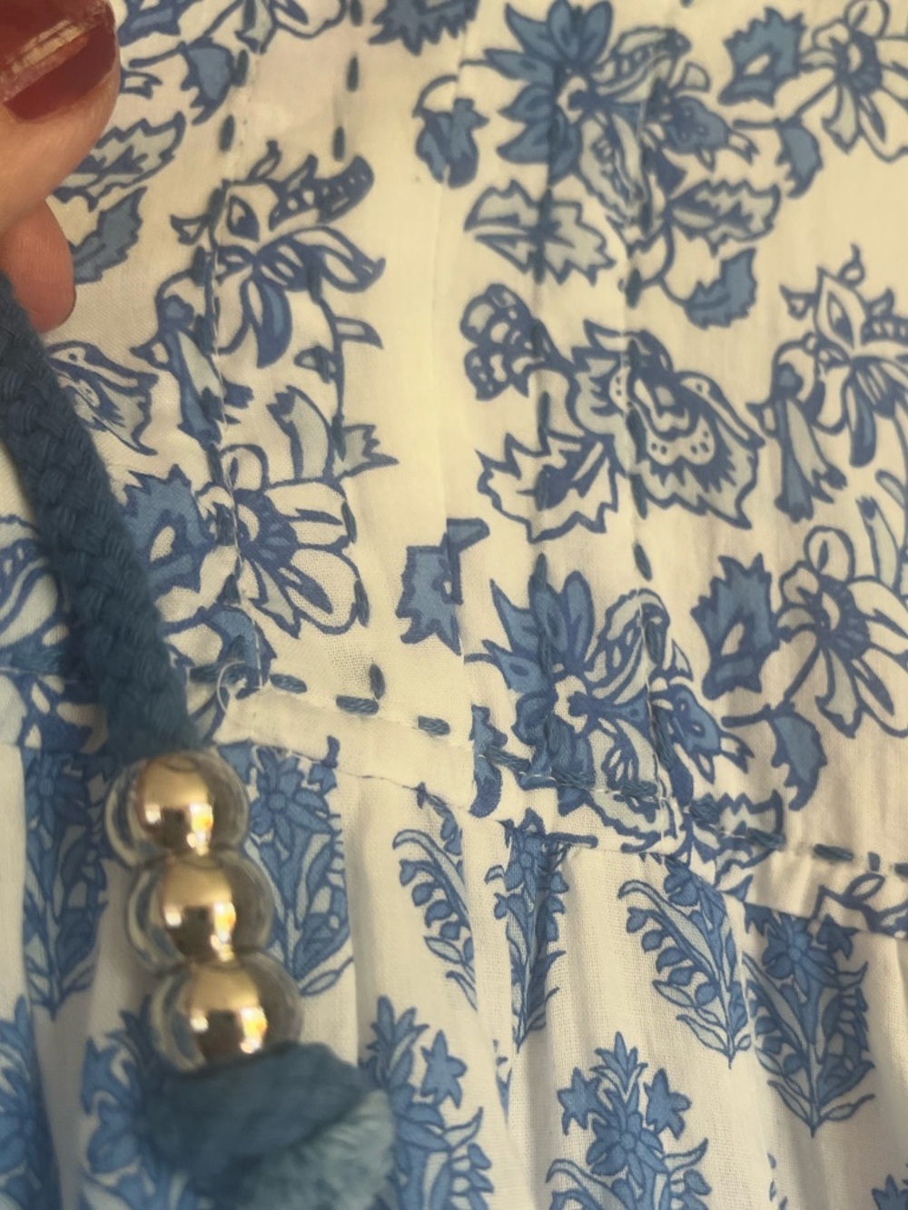 Calypso St. Barth Blue and White Floral Tiered Fully Lined Maxi Dress NWOT - Picture 6 of 11
